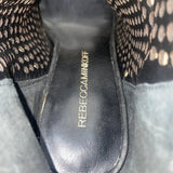 Rebecca Minkoff Women’s Black Leather Perforated Open-Toe High Heel Booties Size