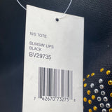 Betseyville Women’s Black Canvas & Gold-Toned Blingin Lips Rhinestone Tote Bag