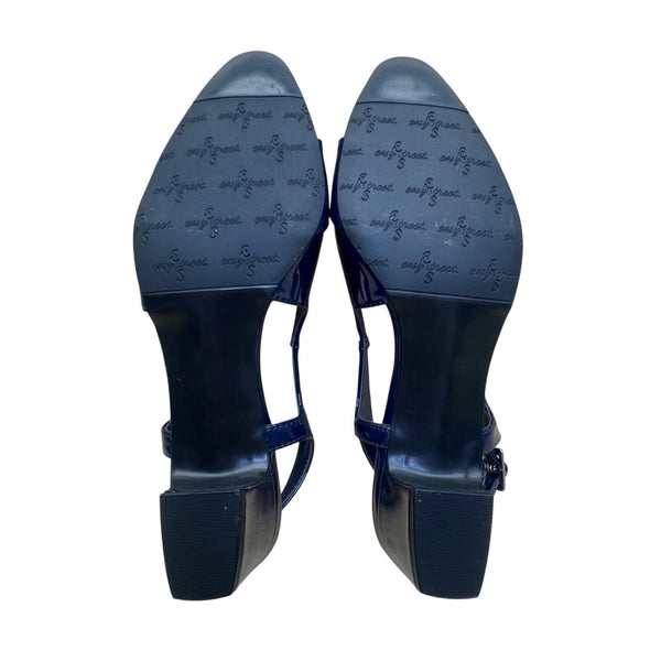 Easy Street Women’s Navy Patent Breanna Slingback Low Block Heels Size 8M