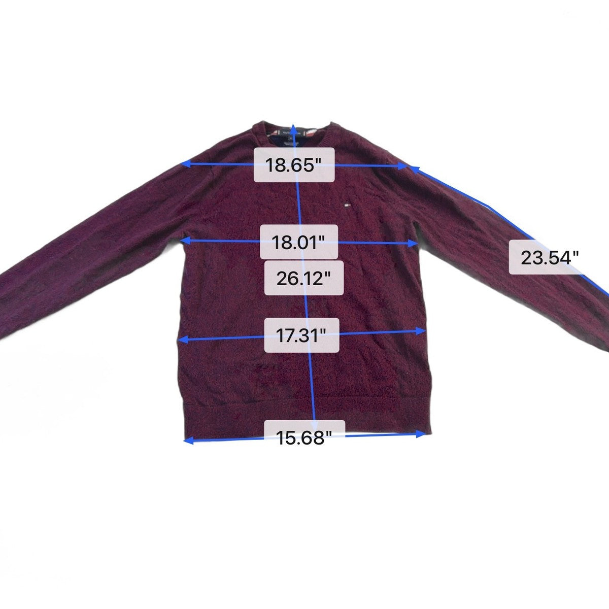 Tommy Hilfiger Mens Burgundy Cotton Cashmere Sweater Soft Knit Pullover Size M 