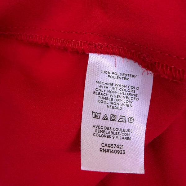 Loft Womens Red Peplum Blouse Long Sleeve Ruffle Neck Feminine Style Sz  XS