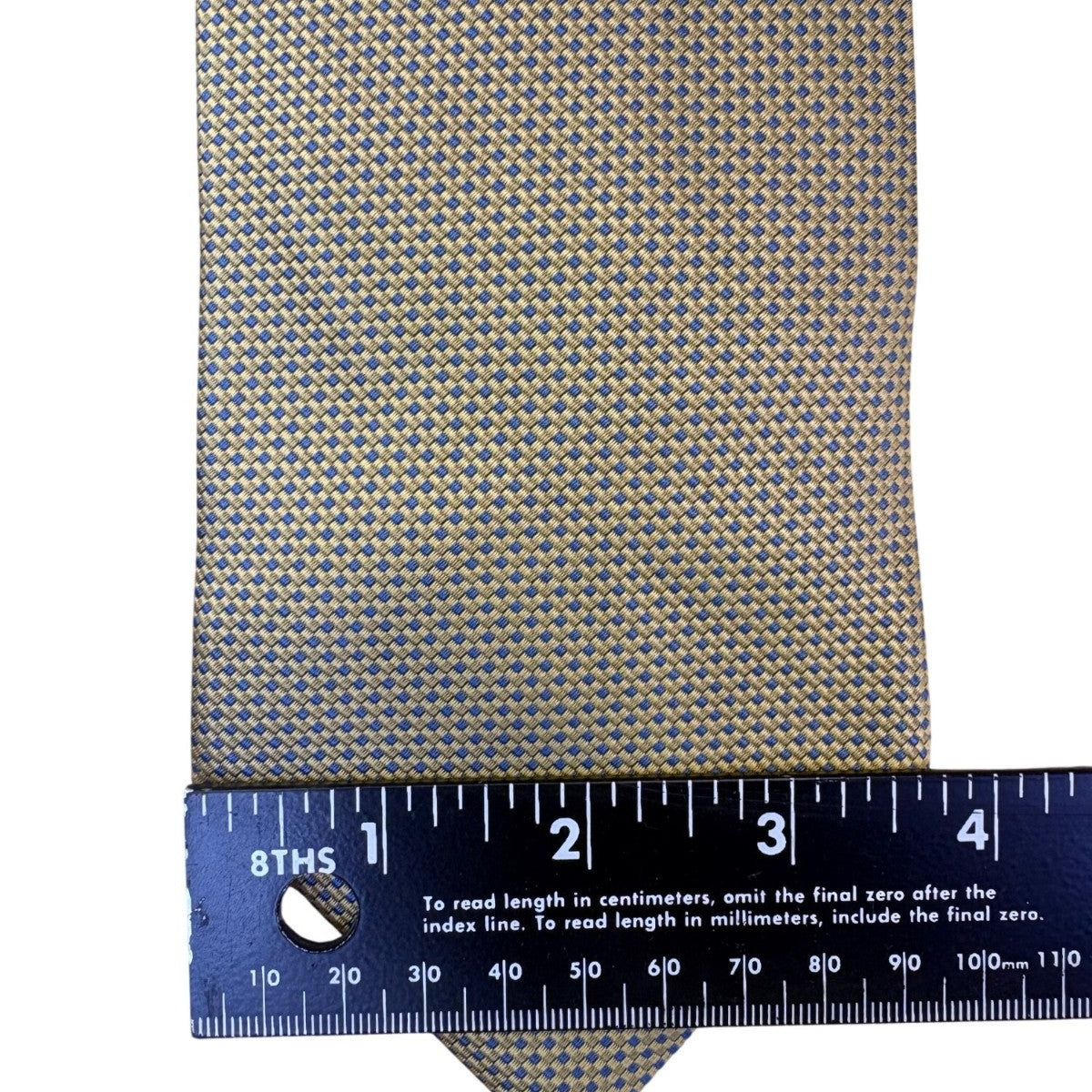 Brooks Mens Gold/Blue 100% Silk Tie Geometric Pattern Classic Style