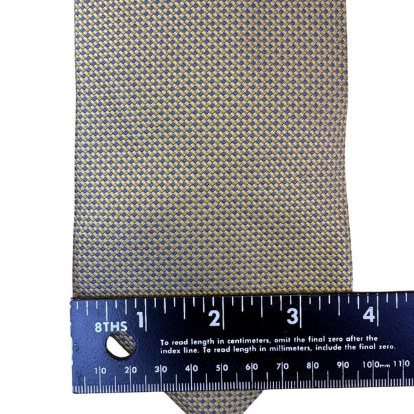 Brooks Mens Gold/Blue 100% Silk Tie Geometric Pattern Classic Style