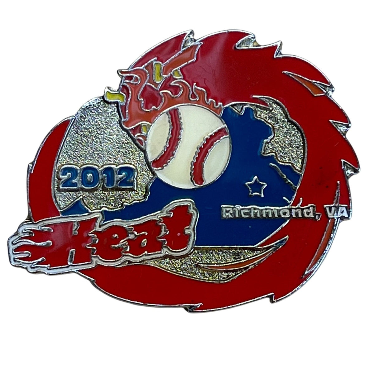 2012 Richmond VA Heat Baseball Trading Pin Red & Blue Enamel With Clutch Back