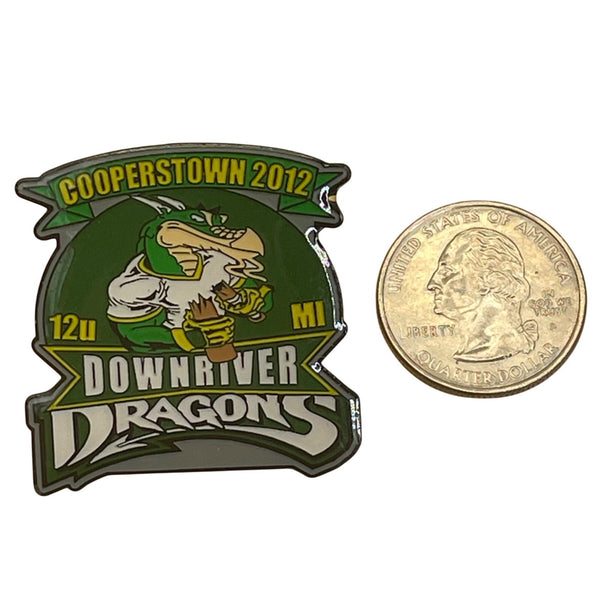 Cooperstown 2012 Downriver Dragons 12u MI Baseball Trading Pin With Clutch Back