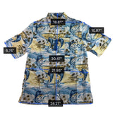 Fishing Life Mens Blue Hawaiian Fishing Shirt Short-Sleeve Casual Sz L