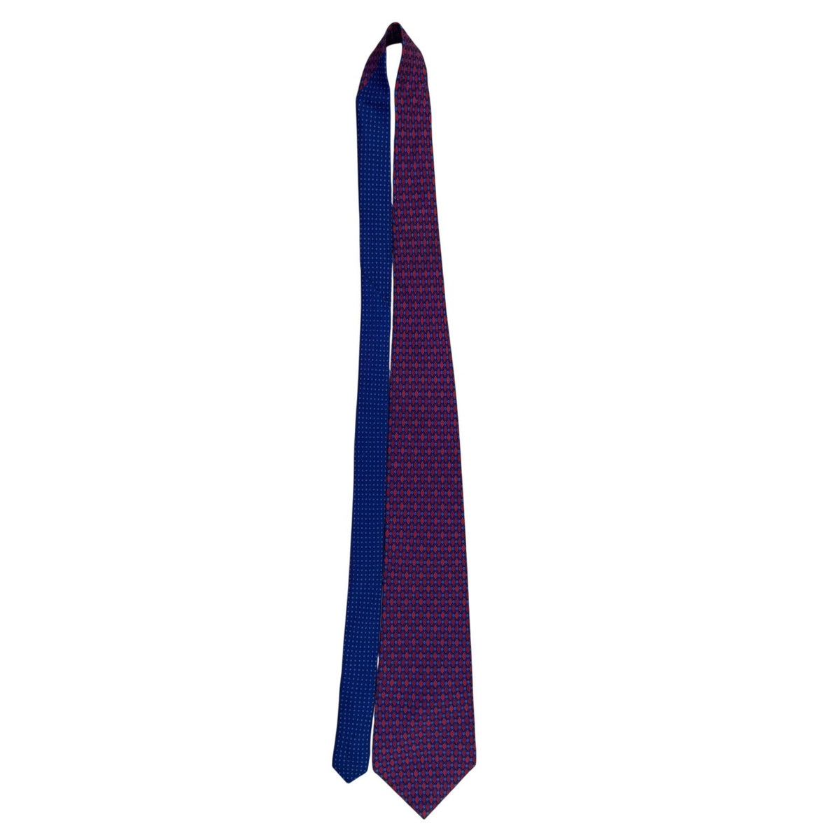 Tommy Hilfiger Mens Red & Blue 100% Silk Geometric Pattern Neck Tie Made In USA