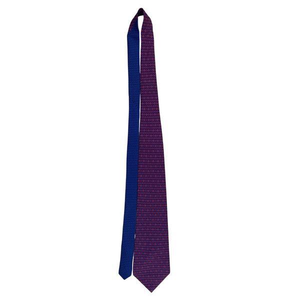 Tommy Hilfiger Mens Red & Blue 100% Silk Geometric Pattern Neck Tie Made In USA