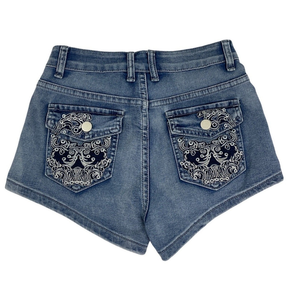 Romwe Womens Denim Shorts With Embroidered Back Pockets Sz S - New