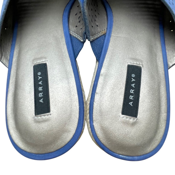 Array Women’s Blue Perforated Espadrille Wedge Sandals Size 10N