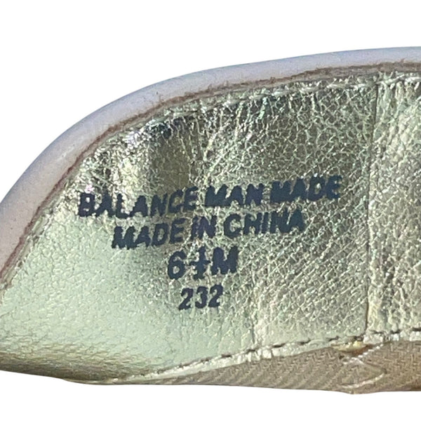 Isaac Mizrahi Women’s Gold & Pink Chevron Faux Leather Slip-On Flats Size 6.5M