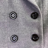 Aptro Womens Gray Wool Blend Double-Breasted Winter Coat Size S
