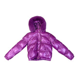 Fashion Nova Girls Purple Puffer Coat Faux Fur Hood Size 14 Y2K Winter