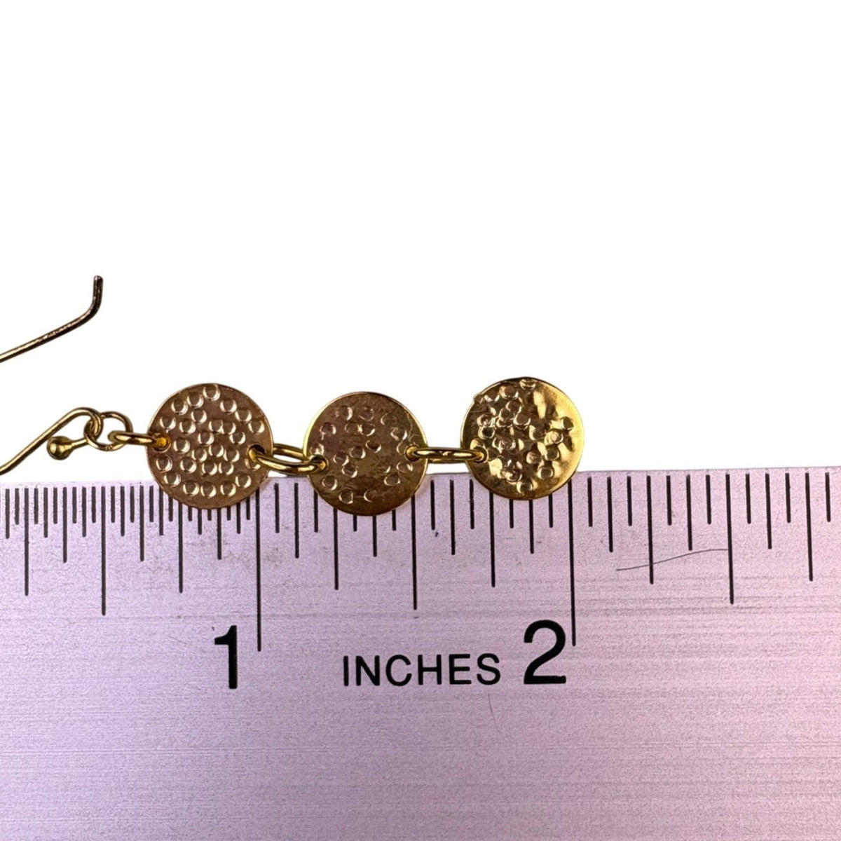Primavera Womens Gold Tone Sterling Dangle Earrings 3 Hammered Discs 24 Karat