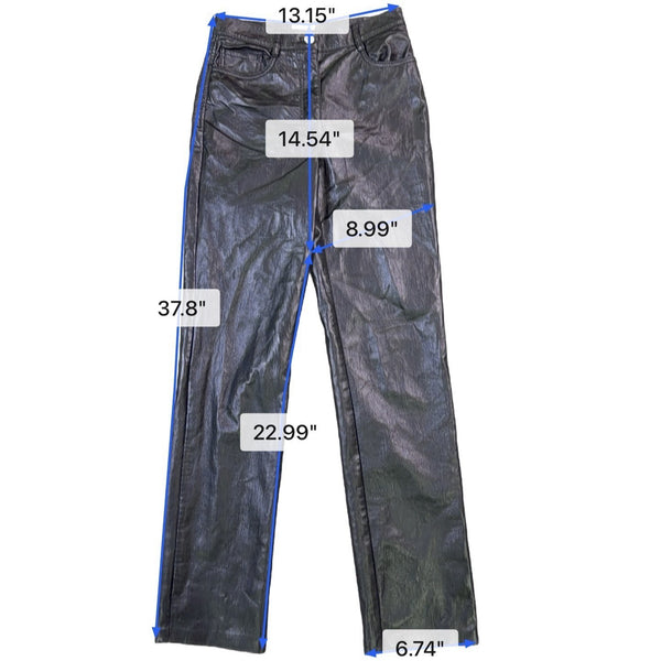 Wilfred Womens Black Faux Leather Straight Leg Pants Size 2