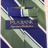 Jos. A. Bank Mens Green & Blue Silk Blend Striped Tie Italy Signature Collection