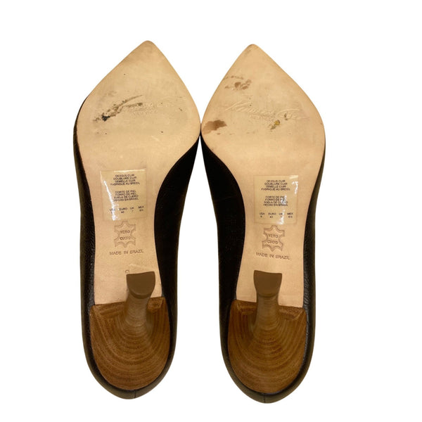 Kenneth Cole Women’s Black Leather Pointed Toe Stiletto Heel Pumps Size 9