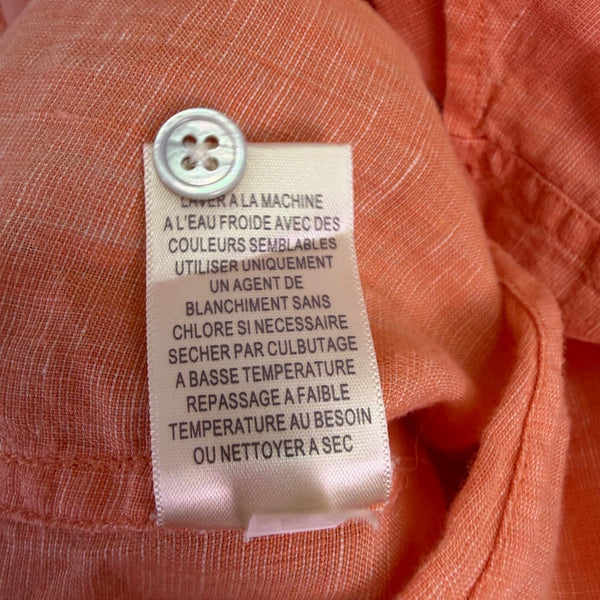Tommy Bahama Womens Orange Linen Button-Down Shirt Casual Long Sleeve Sz L
