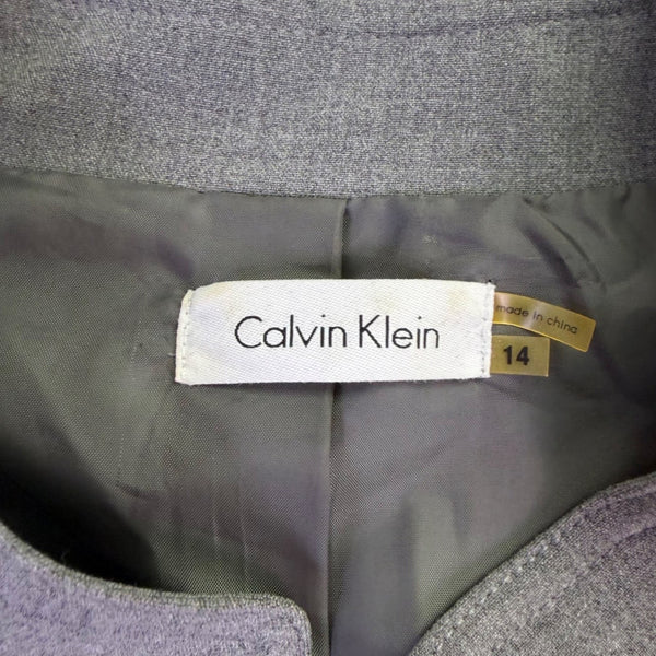 Calvin Klein Womens Charcoal Button Front Dress With Belt Size 14