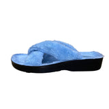 Aerothotic Women’s Blue Fluffy Orthotic Slip-On Slide Sandals Size 10US
