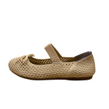 Rothys Kids Beige Knit Mary Jane Bow Ballet Flats Size K2