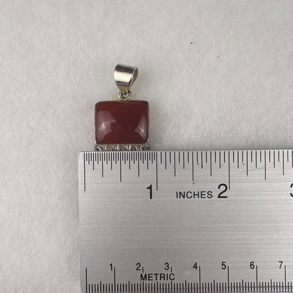 Sterling Silver Carnelian Pendant Red Gemstone Dangling Beads Retro Silver 925