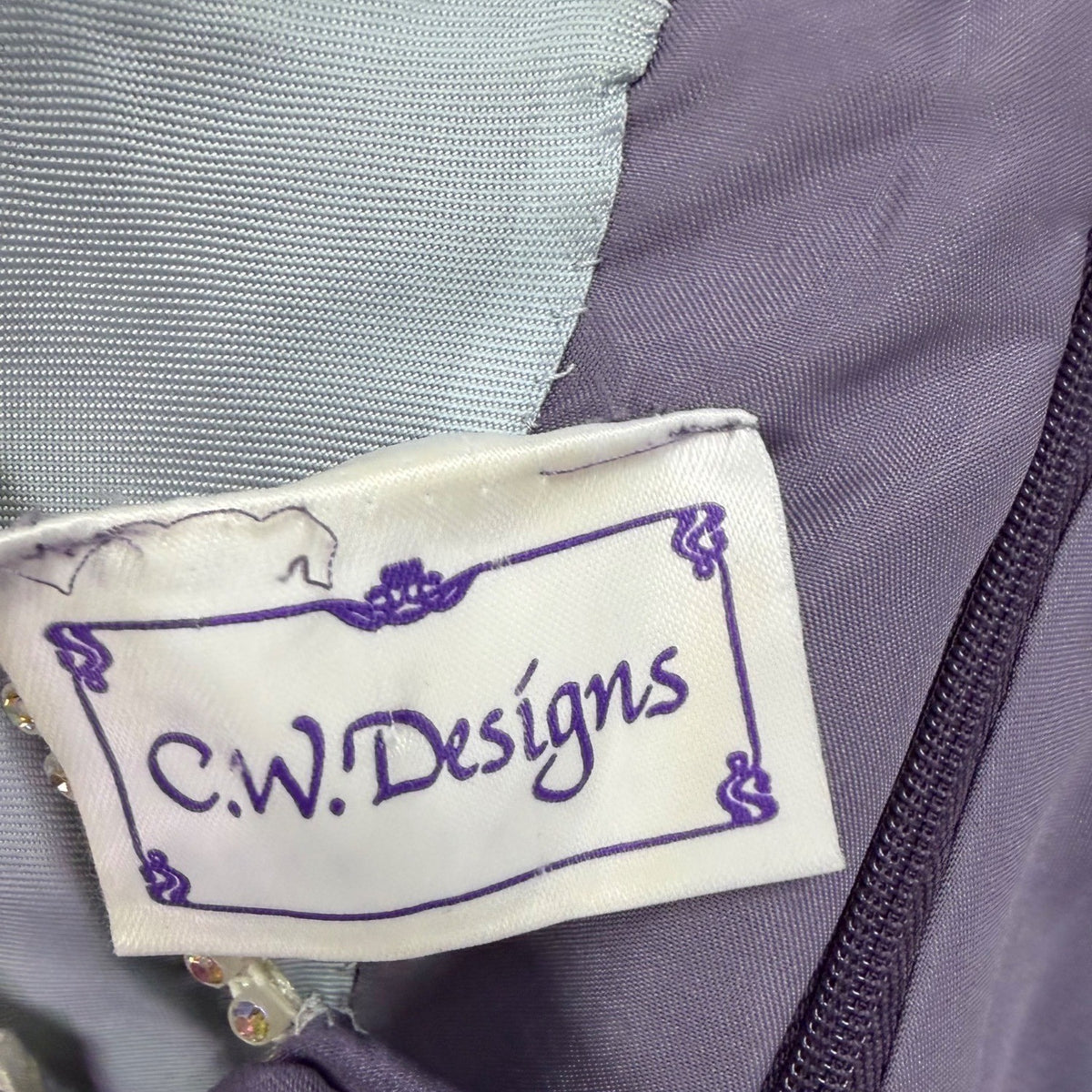 C.W. Designs Womens Purple Strapless & Beaded Satin A-Line Dress
