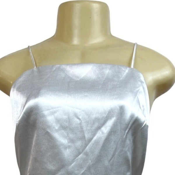 Lulus White Satin Midi Dress With Spaghetti Straps & Open Back Design Sz M - New