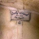 Lucky Brand Womens Beige Faux Suede Jacket With Stylish Wide Collar Sz  XS