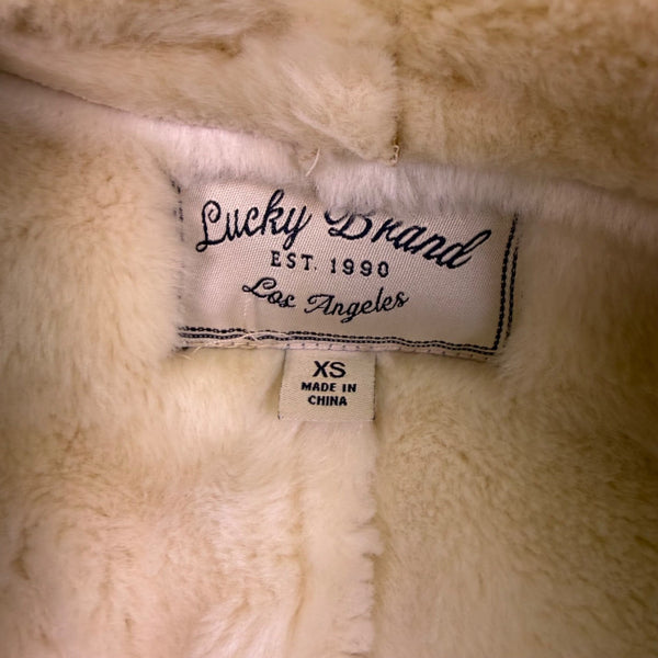 Lucky Brand Womens Beige Faux Suede Jacket With Stylish Wide Collar Sz  XS