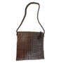 Handcrafted Women's Brown Woven Rattan Square Shoulder Bag Sz M