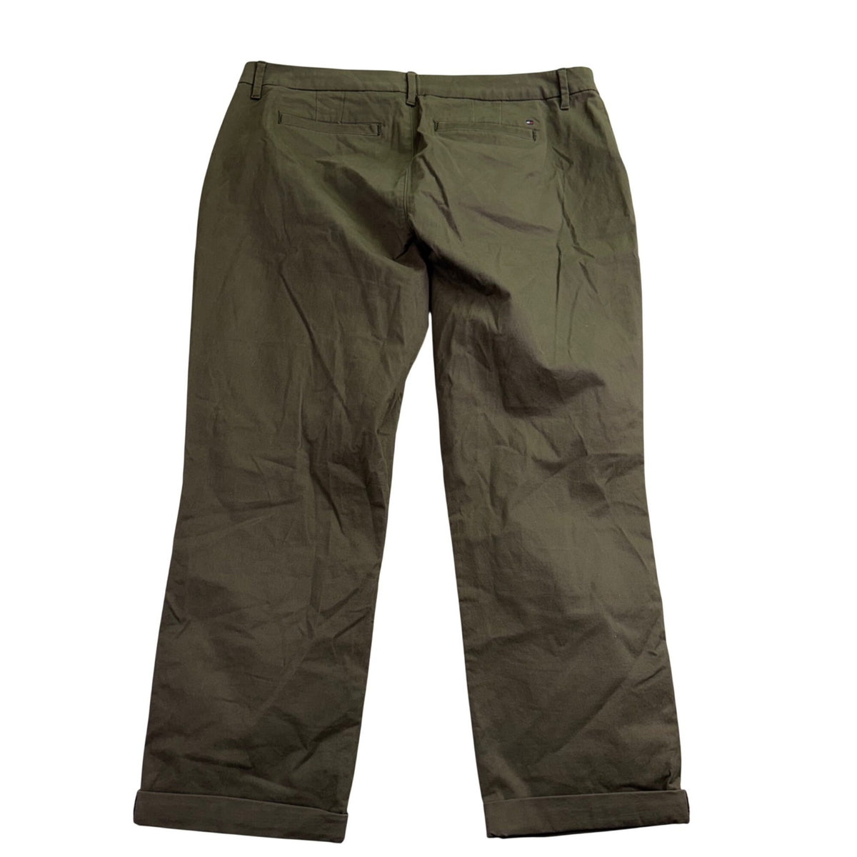 Tommy Hilfiger Womens Olive Cotton Stretch Chinos Pants  Straight Cut Size 16
