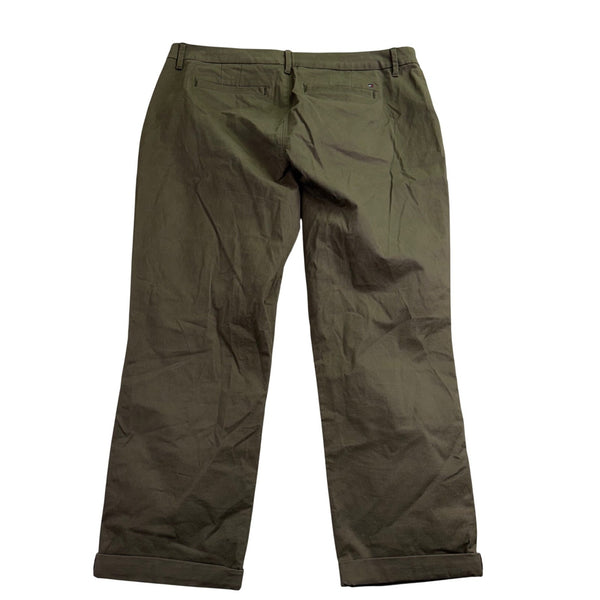 Tommy Hilfiger Womens Olive Cotton Stretch Chinos Pants  Straight Cut Size 16