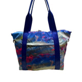 Fabletics Women’s Blue Multicolor Cloud Print Adjustable Straps Tote Bag
