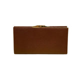 SB Women’s Brown Embossed Leather Gold-Tone Snap Closure Foldable Wallet