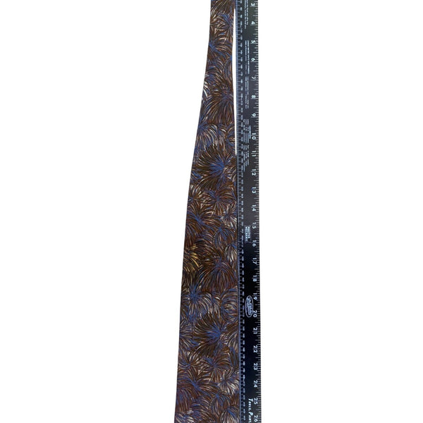 Christian D Mens Brown Blue Feather Print Silk Tie Italy Made USA