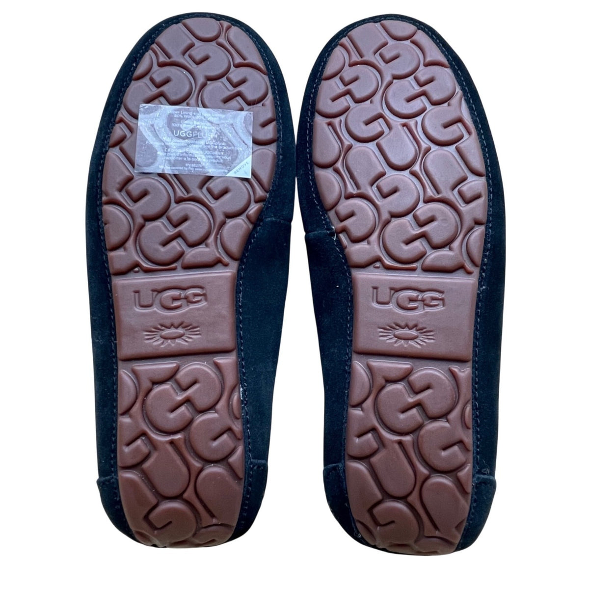 UGG Women’s Black Suede Ansley Slippers Sheepskin Lined Moccasins Size 9US