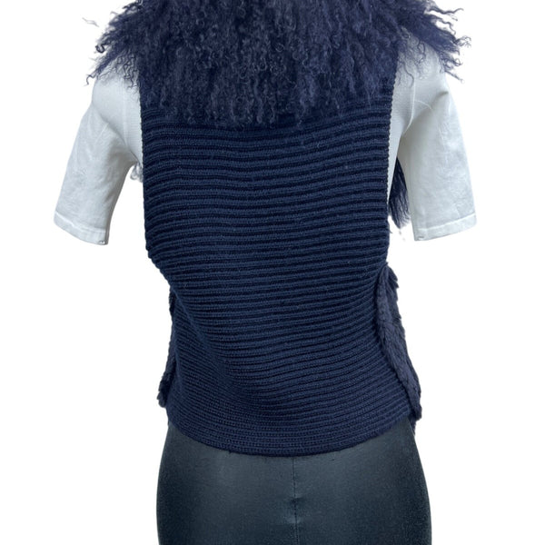 Moma Women’s Navy Blue Sweater with Outer Pockets Wool - One Size