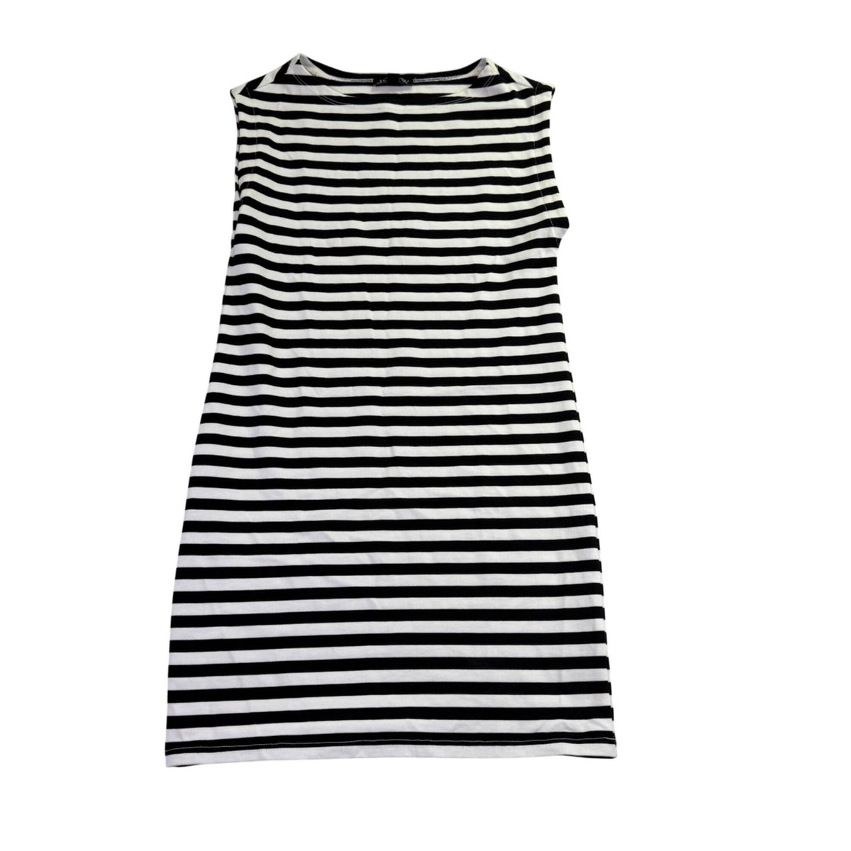 J.Crew Womens Black & White Striped Cotton Sleeveless Dress Crew Neck Sz XXS