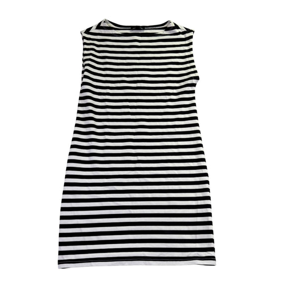 J.Crew Womens Black & White Striped Cotton Sleeveless Dress Crew Neck Sz XXS