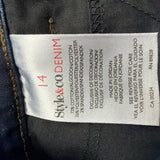Style & Co Womens Dark Wash Denim Boot Leg Pants Stretch Fit Size 14