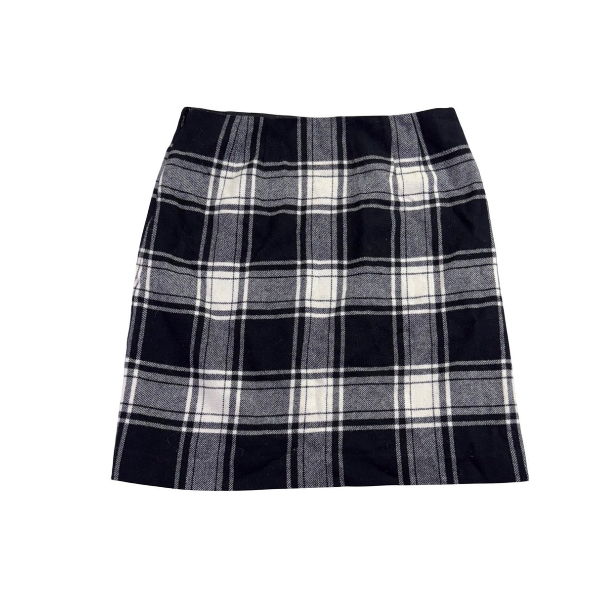 Talbots Womens Black & White Wool Blend Plaid Skirt Fully Lined Size 10