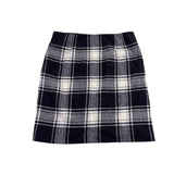 Talbots Womens Black & White Wool Blend Plaid Skirt Fully Lined Size 10