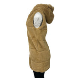 Women's Sand Brown Faux Fur Vest Qiye Size M, hook and eye clousure