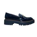 Sam Edelman Women’s Black Faux Patent Leather Horsebit Accent Lug Loafers Sz 8M