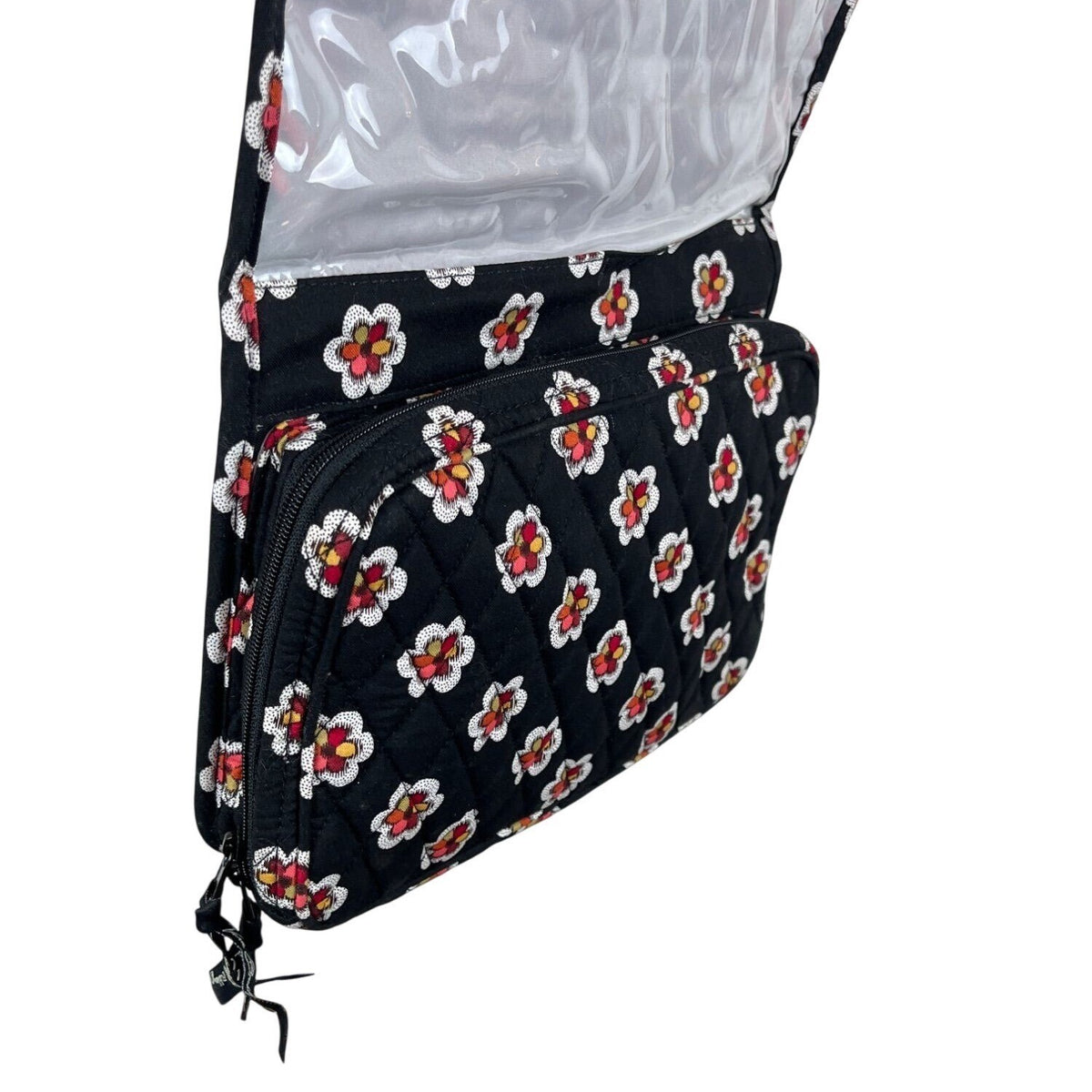 Vera Bradley Women’s Black Floral Hanging Organizer With Clear Pockets Sz M
