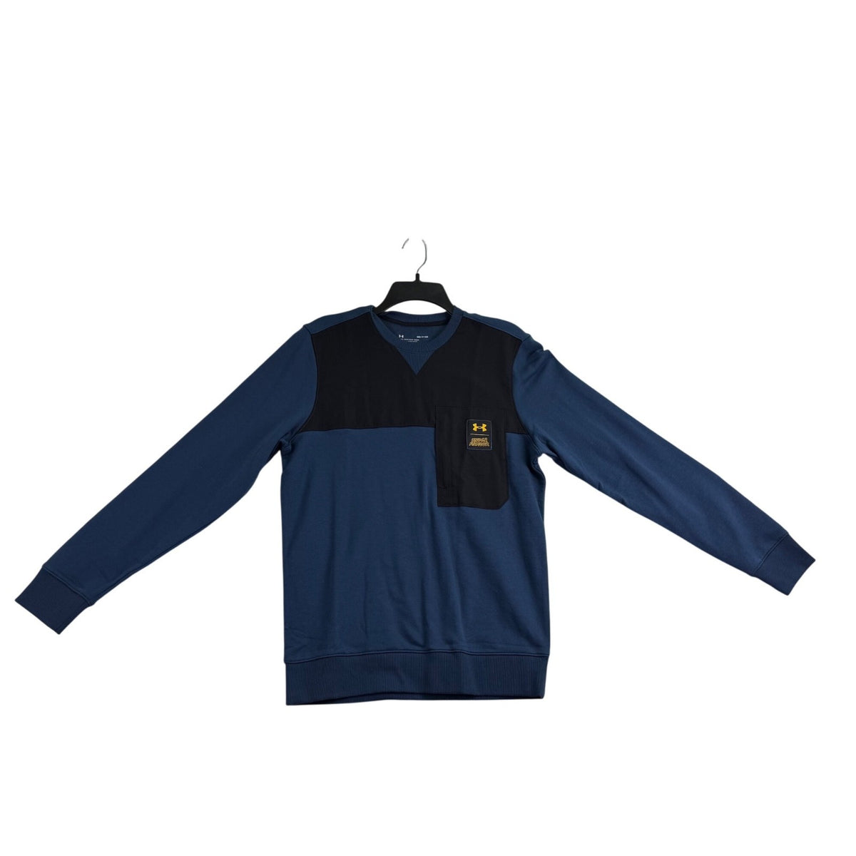 Under Armour Mens Blue & Black Colorblock SweatshirtLong Sleeve Loose Fit Sz S