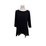 Alfani Womens Black Layered Hem Tunic Top 3/4 Sleeve Stretchy Lightweight Size S