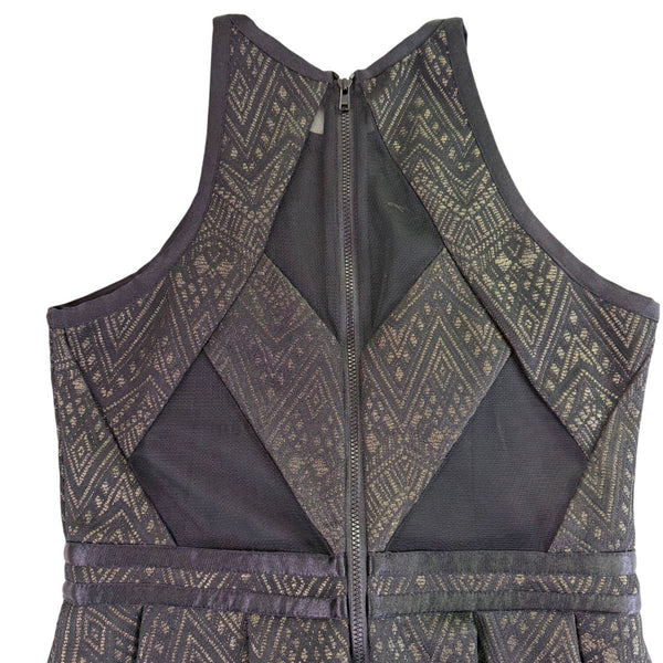 Parker Womens Black  Chevron Fit & Flare Sleeveless Dress Size S