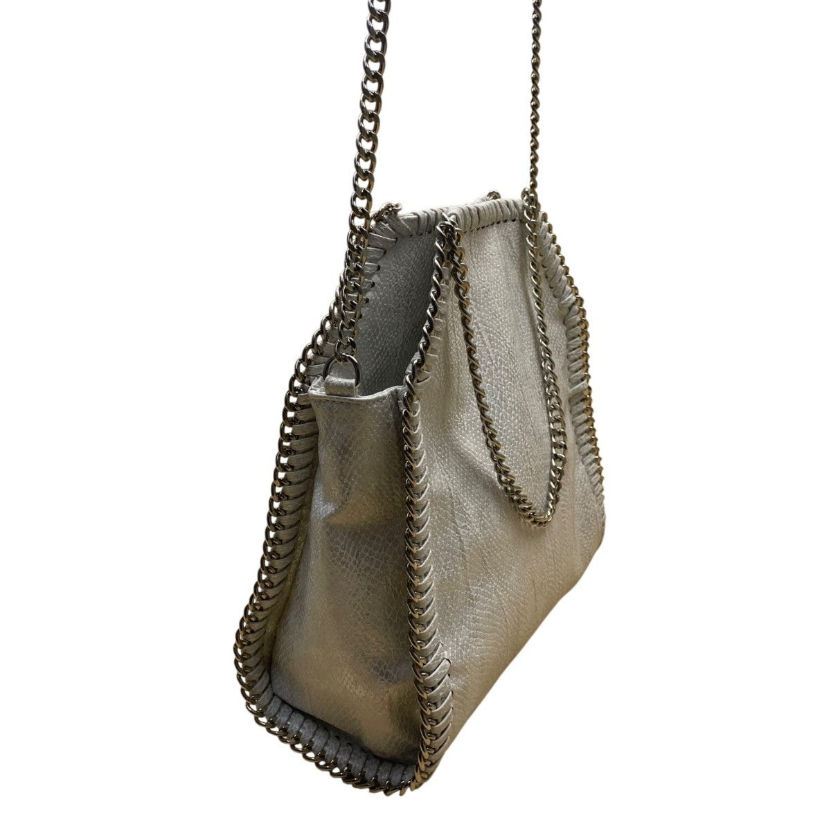 Inzi Women’s Silver & White Faux Leather Snake Pattern Chain Strap Crossbody Bag